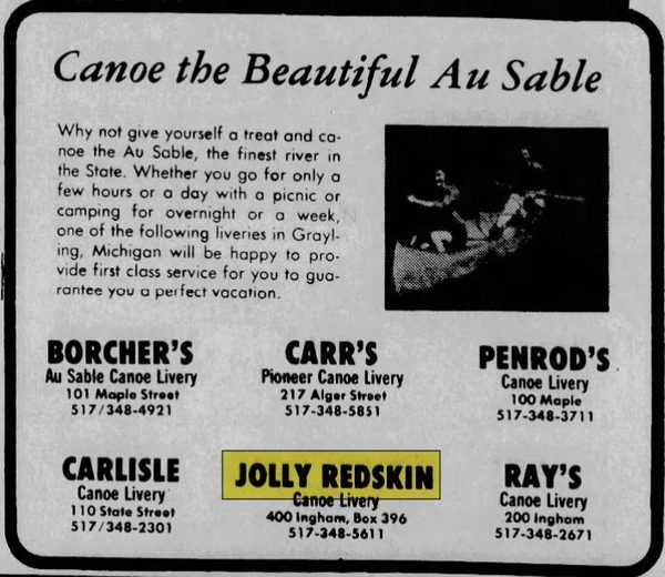 Jolly Redskin Canoe Livery - May 22 1975 Article